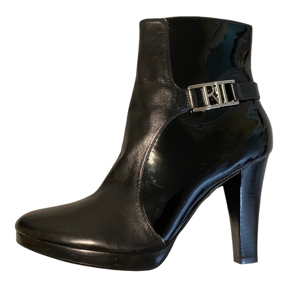 Lauren Ralph Lauren Shoes - Lauren Ralph Lauren Platform Leather & Patent Ankle Boots Like New